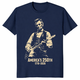 America 250th Anniversary Shirt in Navy - Bold Lincoln Guitar Design