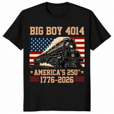 Big Boy 4014 Train US Flag shirt in black America 250th anniversary tee