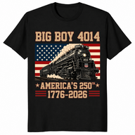 Big Boy 4014 Train US Flag shirt in black America 250th anniversary tee