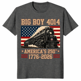 Big Boy 4014 Train US Flag shirt in dark heather train fan patriotic tee