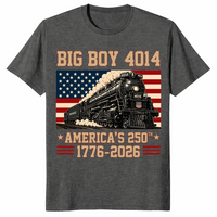 Big Boy 4014 Train US Flag shirt in dark heather train fan patriotic tee