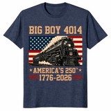 Big Boy 4014 Train US Flag shirt in heather navy America 250th design