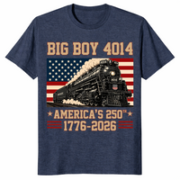 Big Boy 4014 Train US Flag shirt in heather navy America 250th design