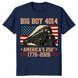 Big Boy 4014 Train US Flag shirt in navy patriotic locomotive design