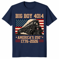 Big Boy 4014 Train US Flag shirt in navy patriotic locomotive design
