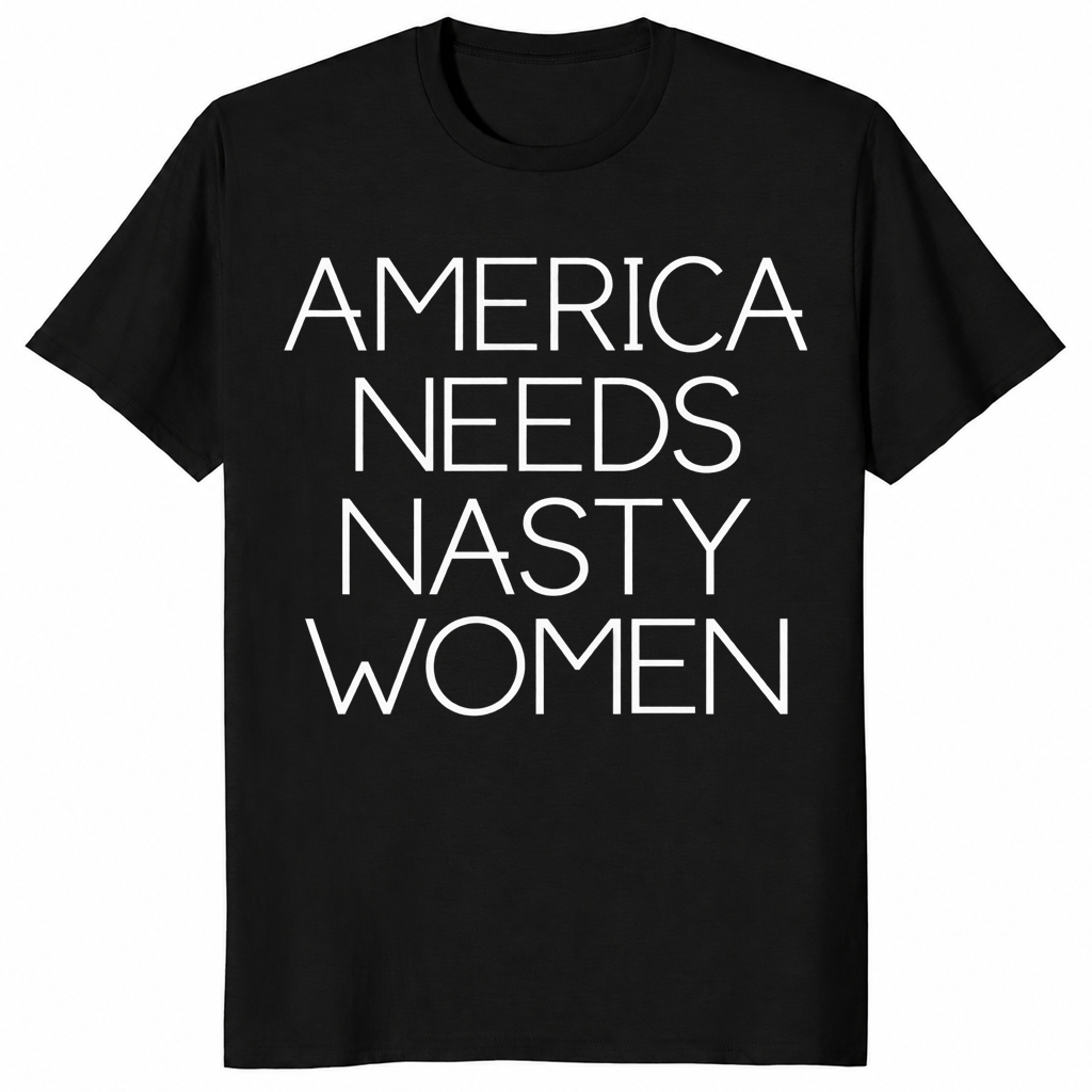 America Needs Nasty Women shirt in black, feminist political statement tee