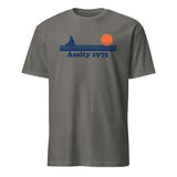 Charcoal Amity 1975 movie parody t-shirt by Cuccico