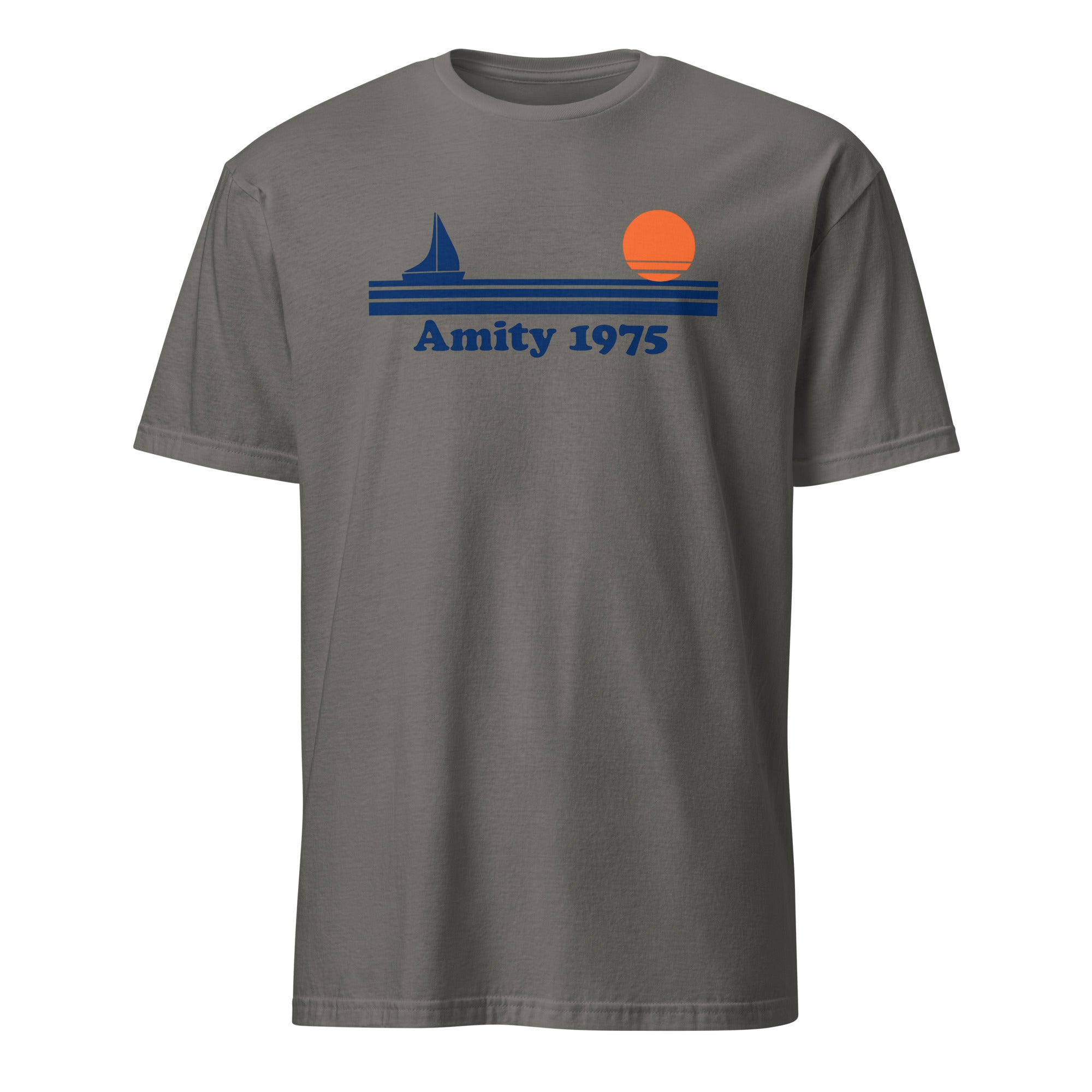 Charcoal Amity 1975 movie parody t-shirt by Cuccico