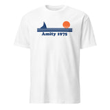 White Amity 1975 movie parody t-shirt by Cuccico