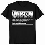 Ammosexual definition shirt with dictionary-style gun humor graphic, black