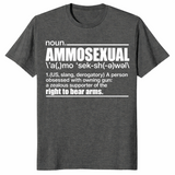 Ammosexual definition shirt with dictionary-style gun humor graphic, dark heather