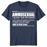 Ammosexual definition shirt with dictionary-style gun humor graphic, heather navy