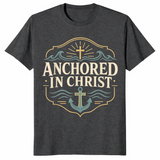 Anchored in Christ shirt in dark heather grey