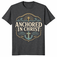 Anchored in Christ shirt in dark heather grey