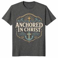 Anchored in Christ shirt in dark heather