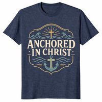 Anchored in Christ shirt in heather navy