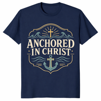 Anchored in Christ shirt in navy