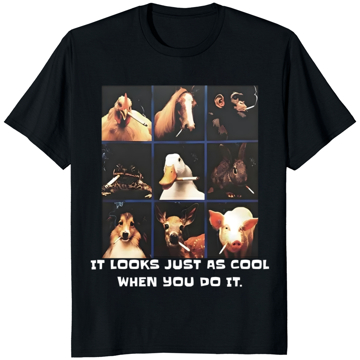 black Animals Smoking Cigarettes meme tee Cuccico