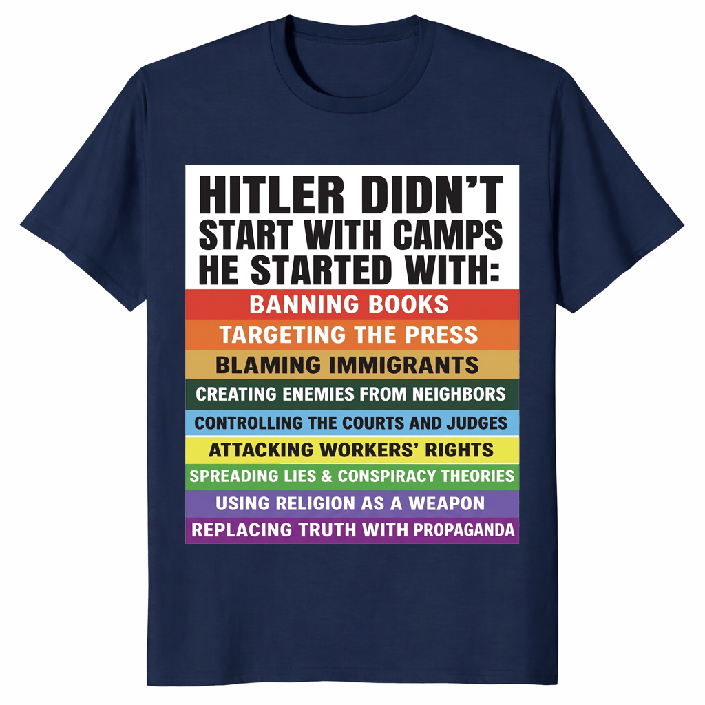 Anti fascism shirt in navy
