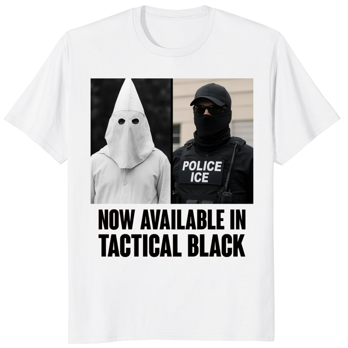 Anti ICE protest graphic shirt showing political satire design