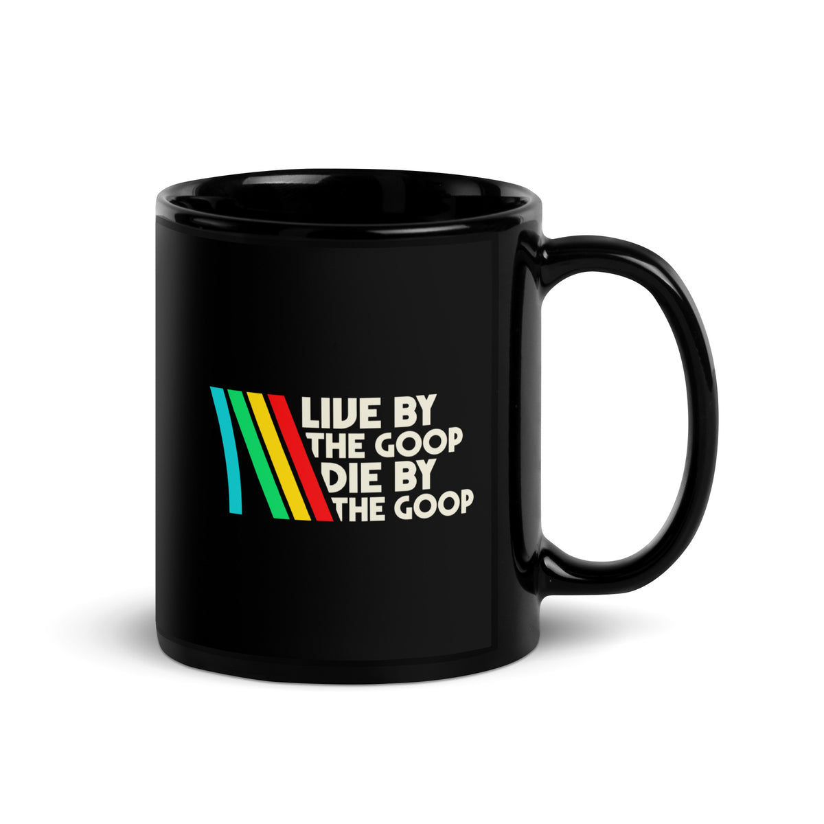 ARC Raiders Mug with Live by the Goop Die by the Goop design on black glossy mug