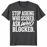 Ask who blocked shirt in dark heather grey