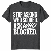 Ask who blocked shirt in dark heather grey
