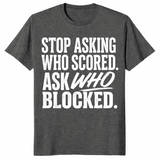 Ask who blocked shirt in dark heather
