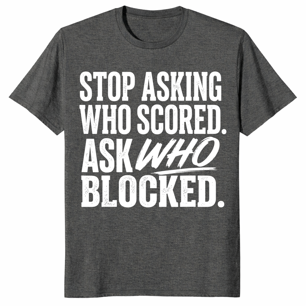 Ask who blocked shirt in dark heather