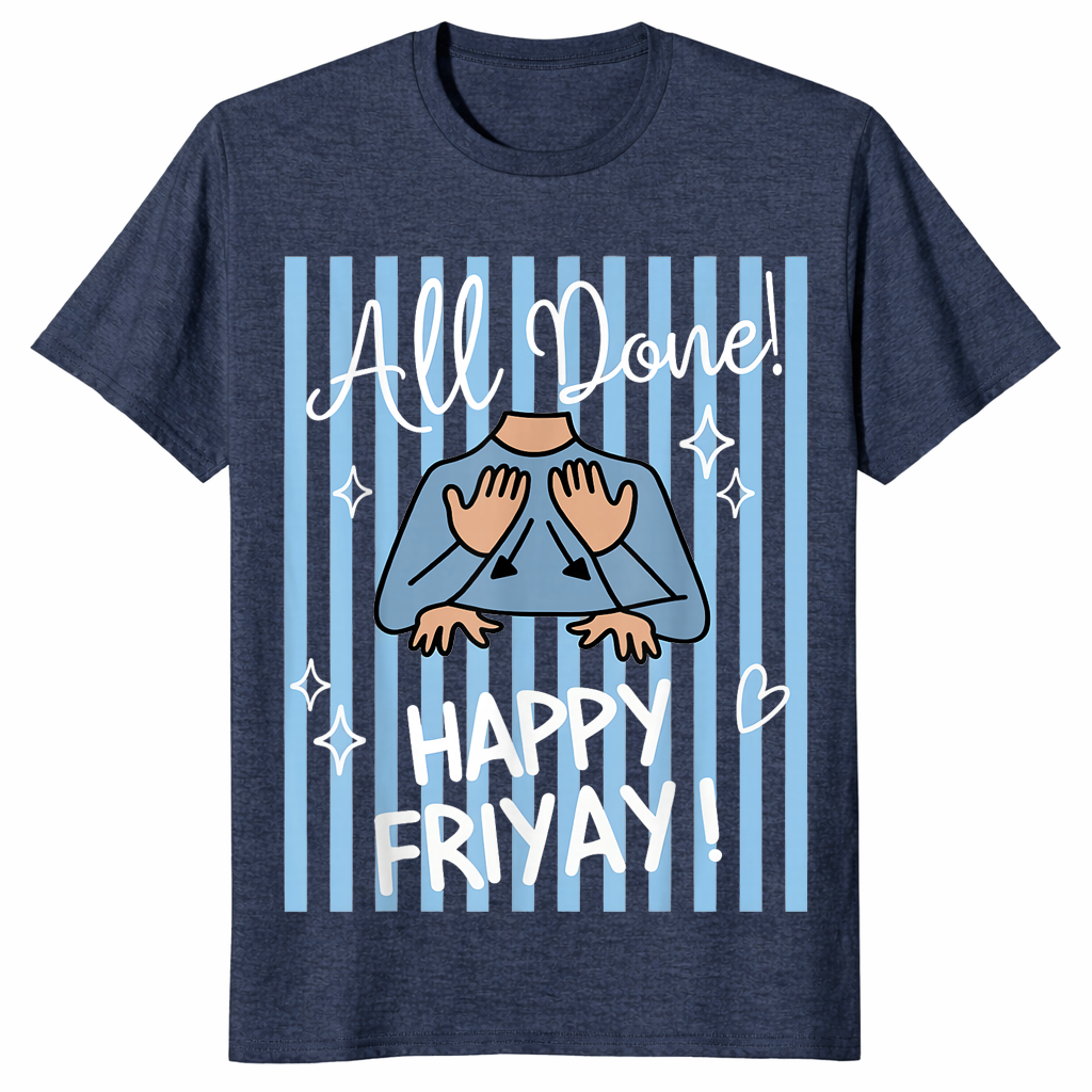 ASL teacher shirt heather navy
