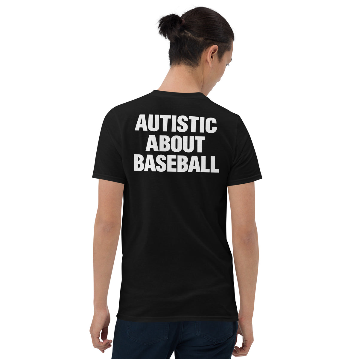 Autistic about baseball shirt in black with funny back print