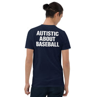 Autistic about baseball shirt in navy with funny back print