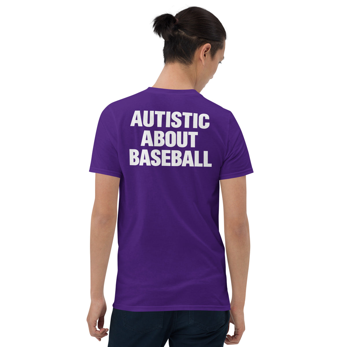 Autistic about baseball shirt in purple with funny back print