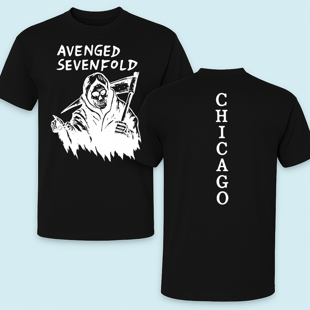 Avenged Sevenfold Chicago 2025 Skull Wings T-Shirt in Black by Cuccico