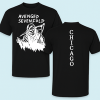 Avenged Sevenfold Chicago 2025 Skull Wings T-Shirt in Black by Cuccico