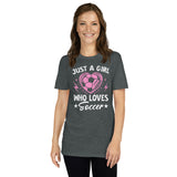 Cute Just a Girl Who Loves Soccer T-Shirt for Girls - Cuccico Design