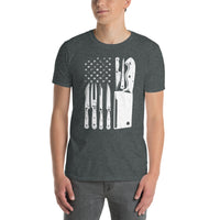 Chef Knife American Flag T-Shirt - Patriotic Cooking Shirt - Cuccico Design