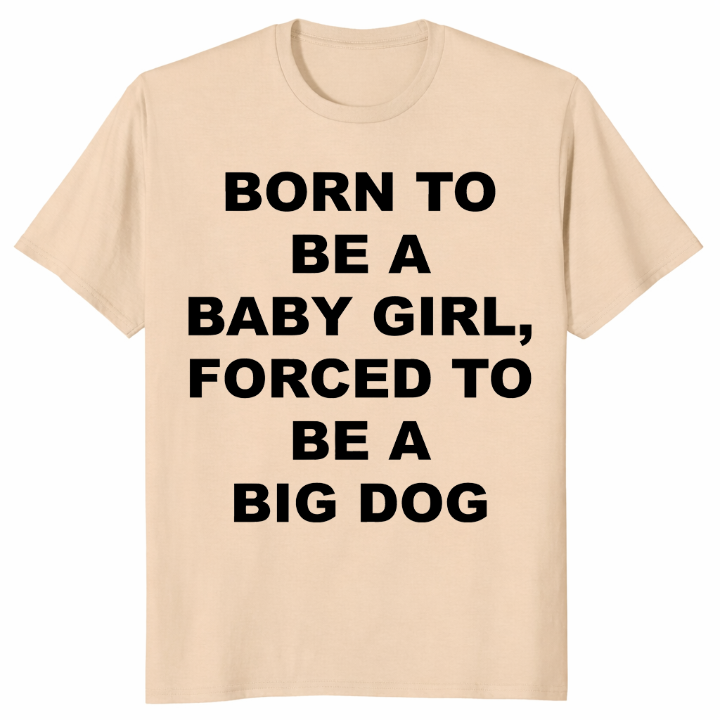 Baby girl big dog shirt sand