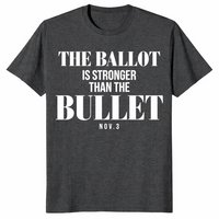 Ballot stronger than bullet in dark heather grey