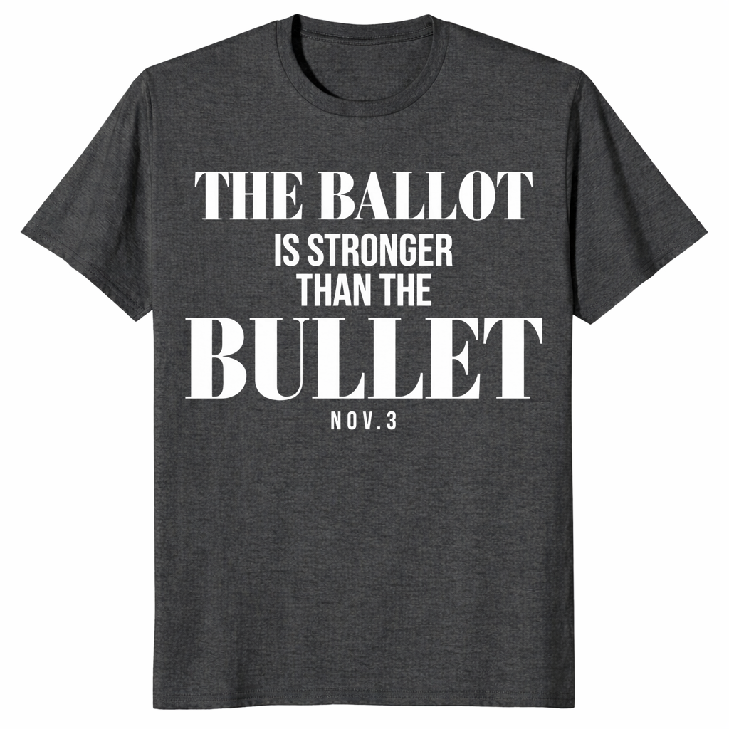 Ballot stronger than bullet in dark heather grey