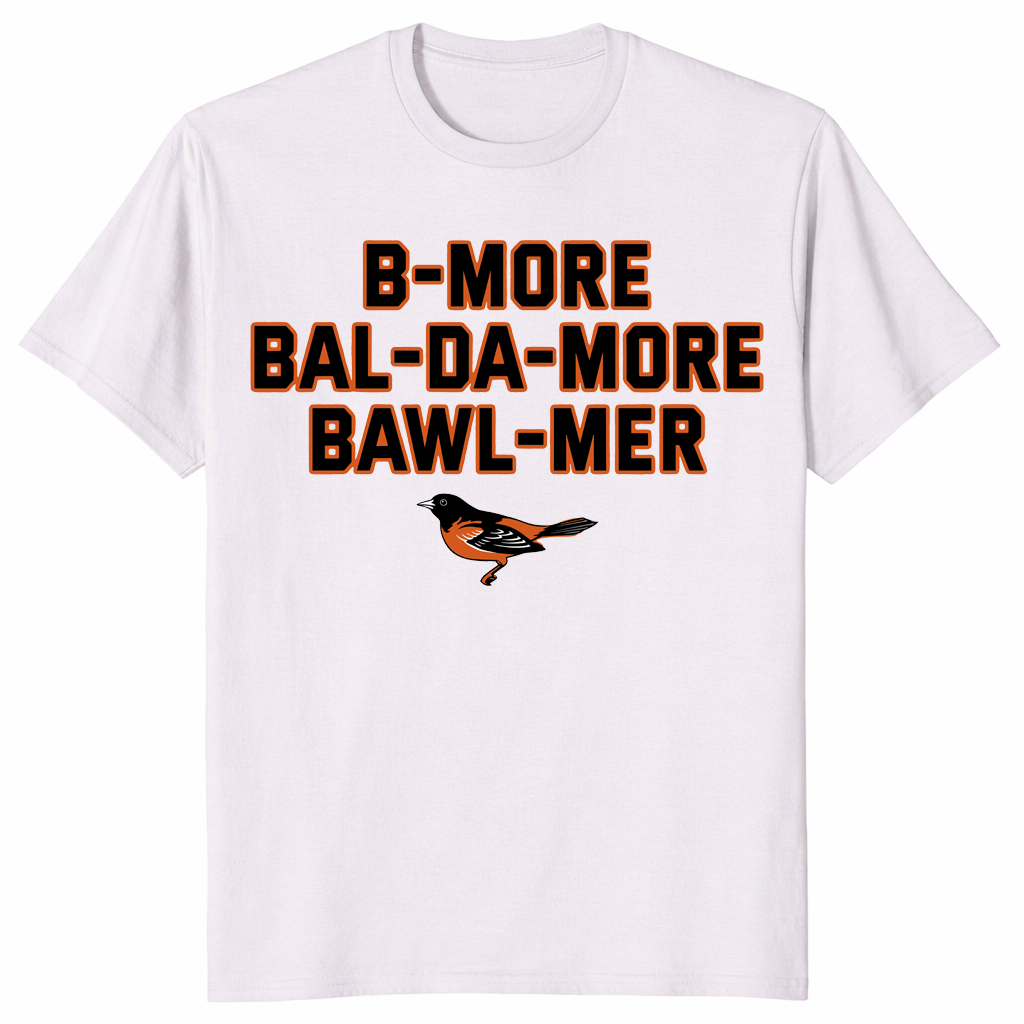 Baltimore accent shirt B-More Bal-Da-More Bawl-Mer in ice grey