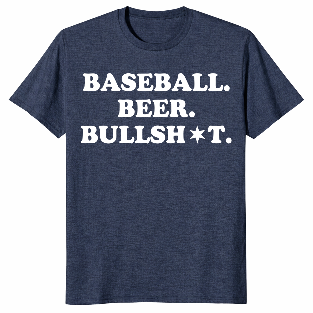 Baseball beer bullshit shirt in heather navy