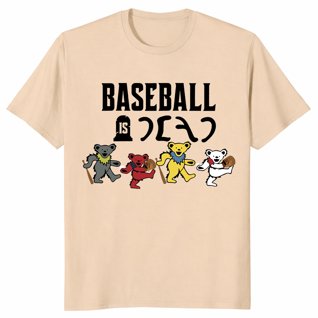 Baseball Is Dead Shirt featuring retro bear characters with baseball gear