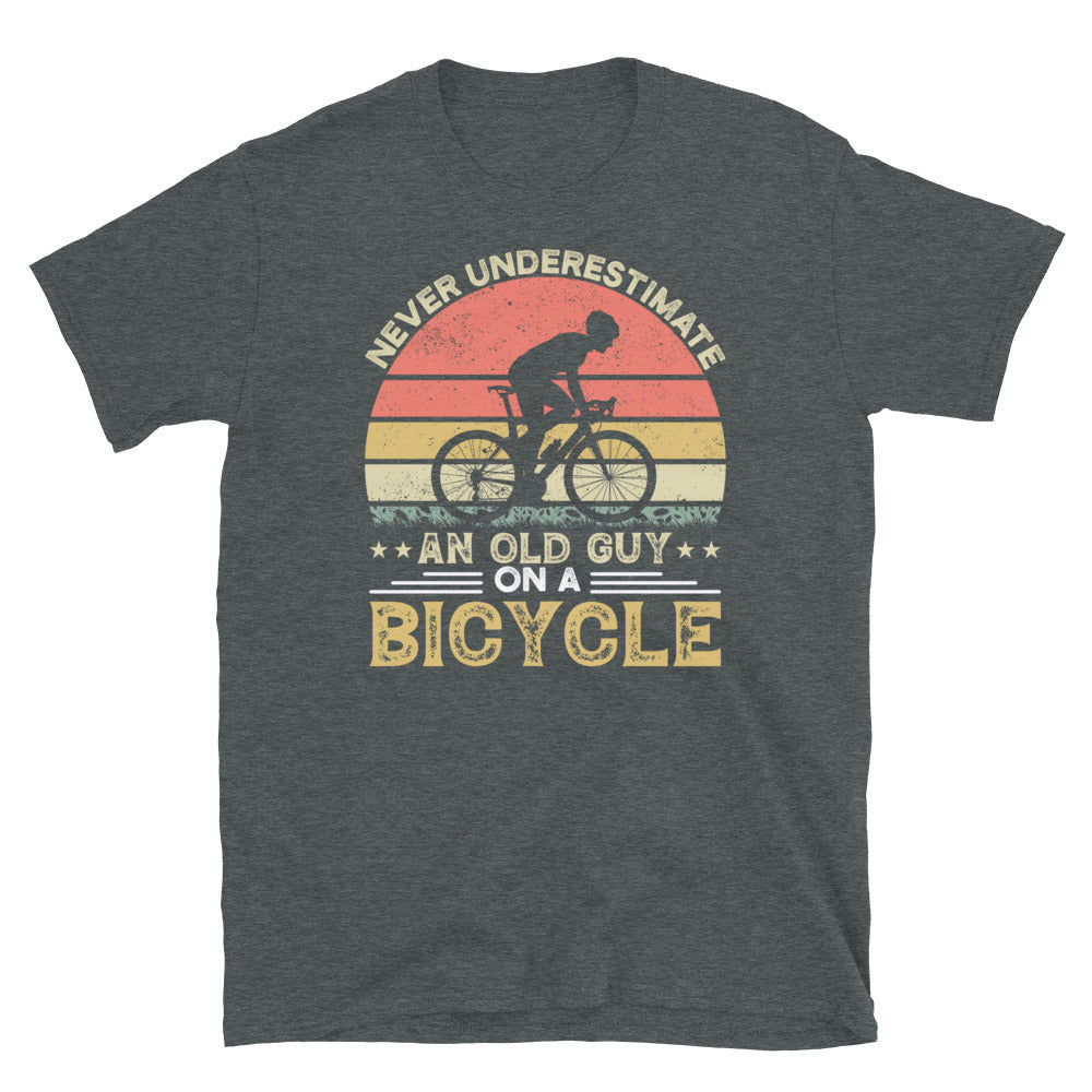 Funny Cycling T-Shirt: Old Guy On A Bicycle Design - Cuccico Design