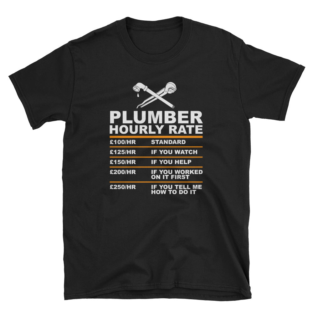 Funny Plumber T-Shirt - 'Hourly Rate' Humor Gift - Cuccico Design