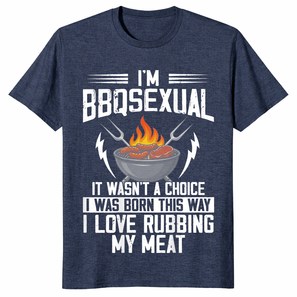 BBQsexual funny grilling shirt heather navy
