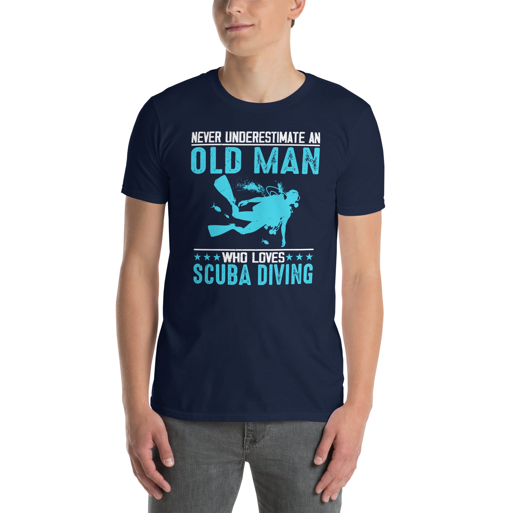 Scuba Diving T-Shirt: Never Underestimate Old Man Diver - Cuccico Design