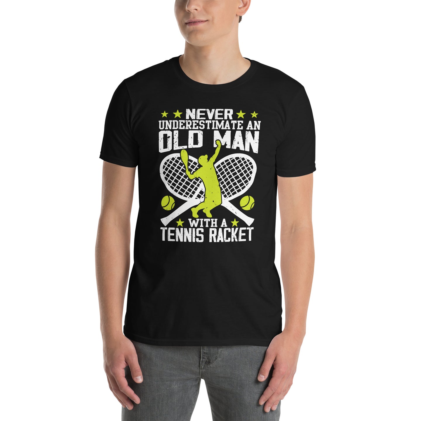 Never Underestimate An Old Man Tennis T-Shirt - Funny Gift - Cuccico Design