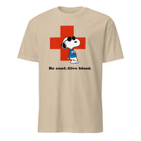 Be Cool Give Blood Snoopy Shirt in sand color by Cuccico, Snoopy Joe Cool Red Cross Tee Peanuts Blood Donation T-Shirt