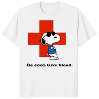 Be Cool Give Blood Snoopy Shirt in white color by Cuccico, Snoopy Joe Cool Red Cross Tee Peanuts Blood Donation T-Shirt